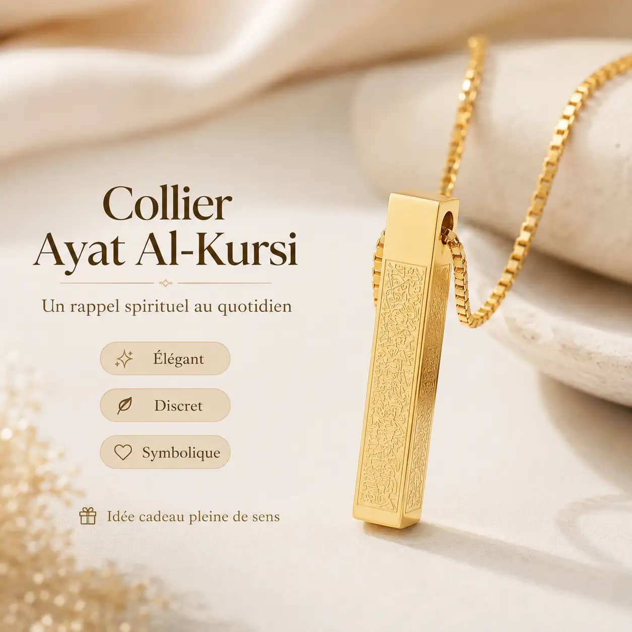 Collier Coranique Ayat Al Kursi Premium ✅ Produit original — attention aux imitations !
