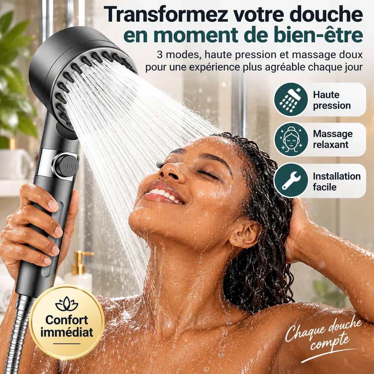 Pommeau de Douche Multifonctionnel pour Massage et Soin de la Peau
