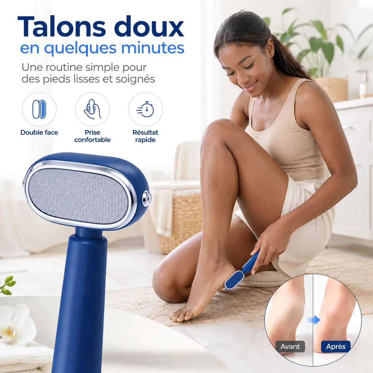 Râpe anti-callosités double face avec tête amovible