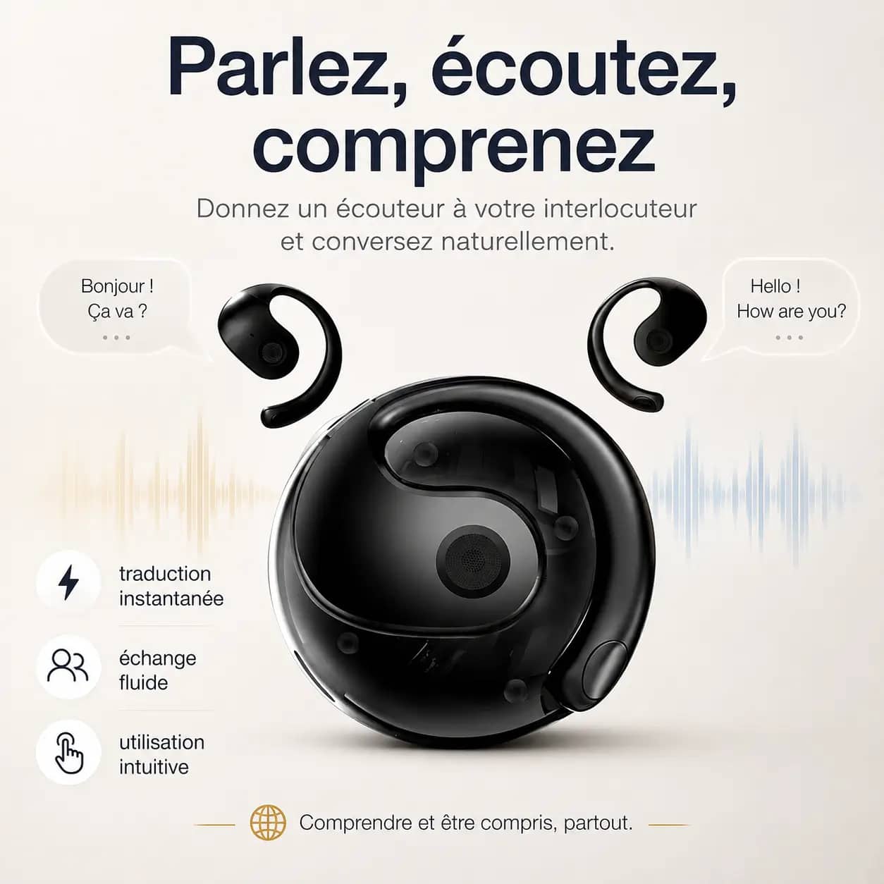 Ecouteurs Bluetooth IA de traduction