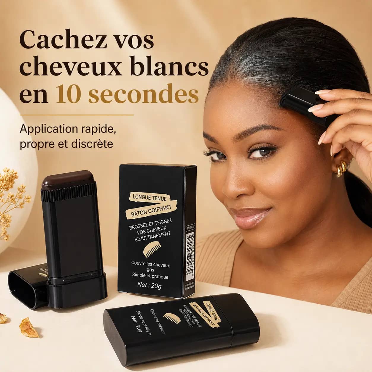 Cachez vos cheveux blancs en 10 secondes