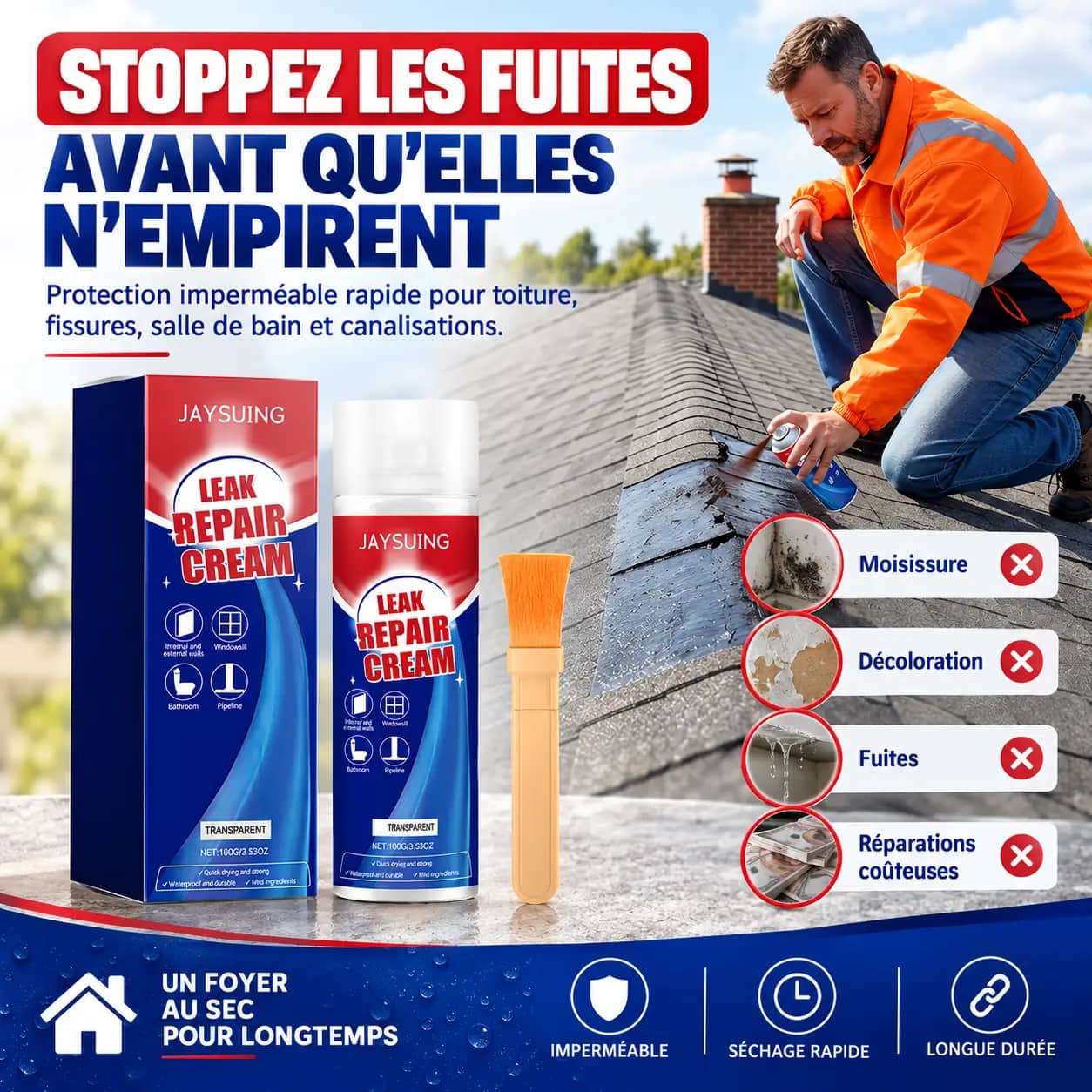 Spray d'étanchéité imperméable pour la Réparation des Fuites