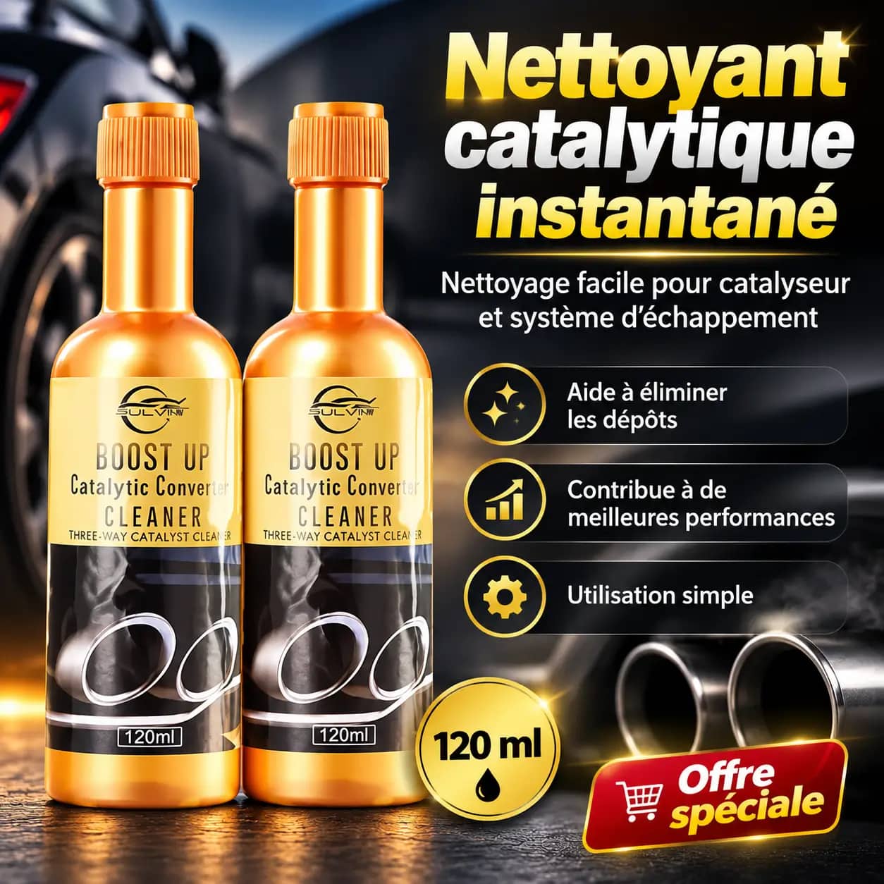 Nettoyant catalytique instantané pour pot d'échappement pour voiture